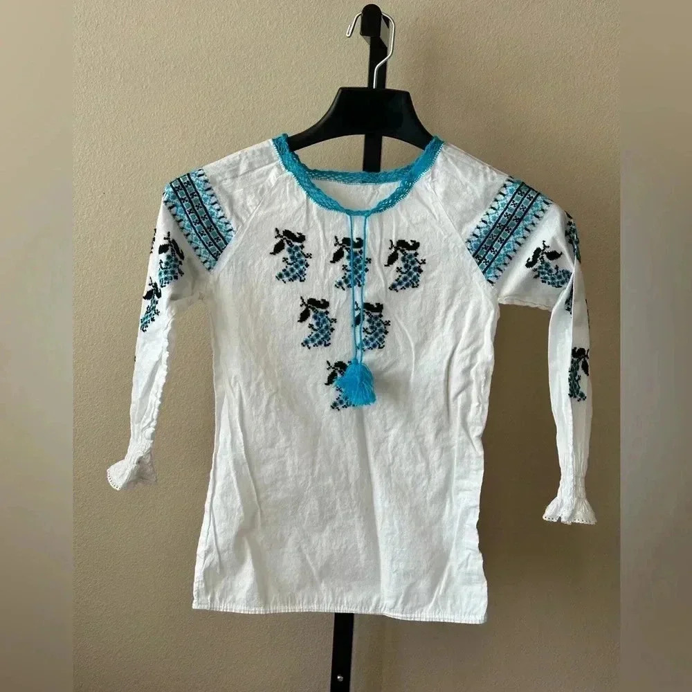 Ukrainian embroidered longer blouse size 5-6 cotton